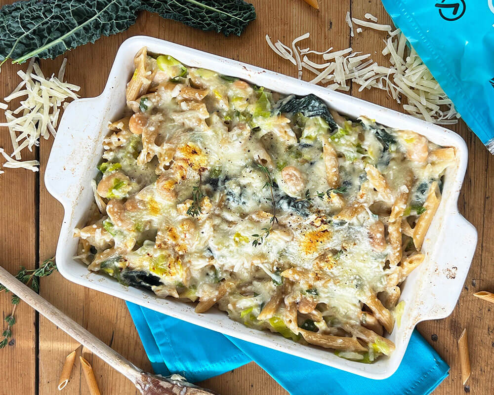 Green Cheesy Bean Pasta Bake